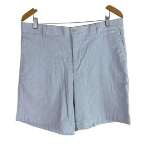 Southern Tide Mens Skipjack Seersucker Shorts Sz 36 Blue Striped Cotton Stretch‎